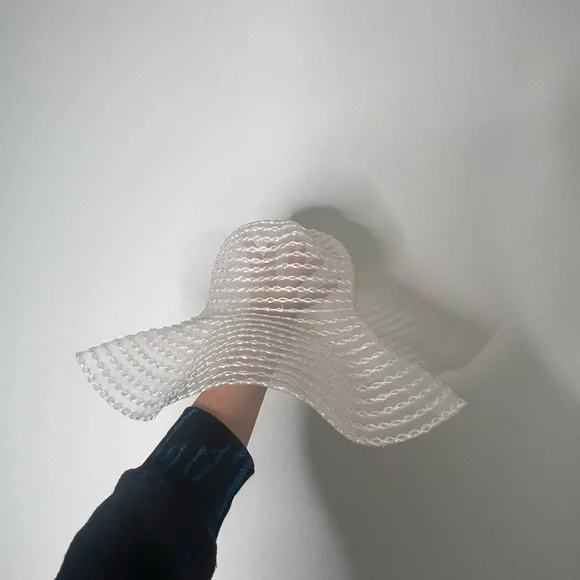 Elegant White Sun Hat Sheet Summer Beach Hat simple - Picture 2 of 6